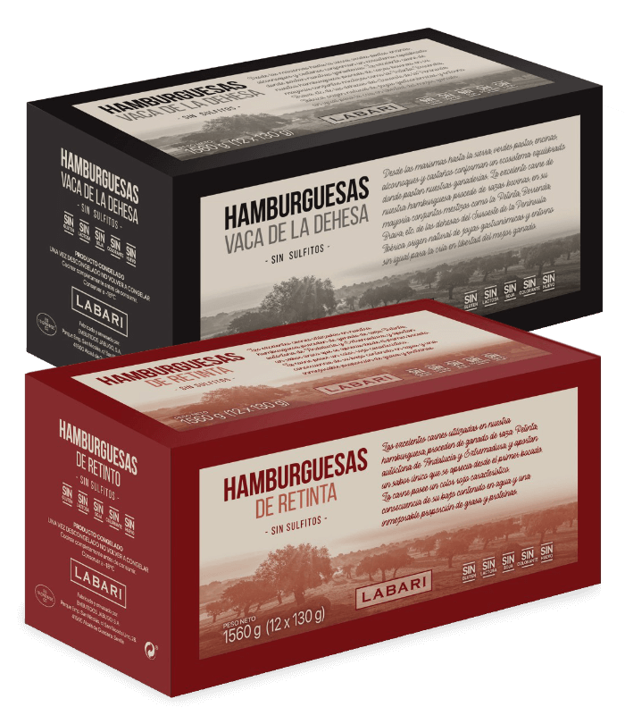 Diseño de estuches para hamburguesas Labari con imagen corporativa