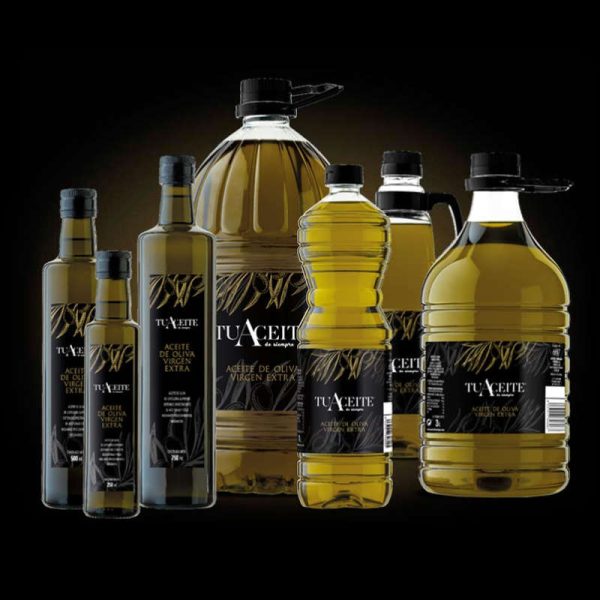 Colección de envases de aceite de oliva virgen extra TuAceite