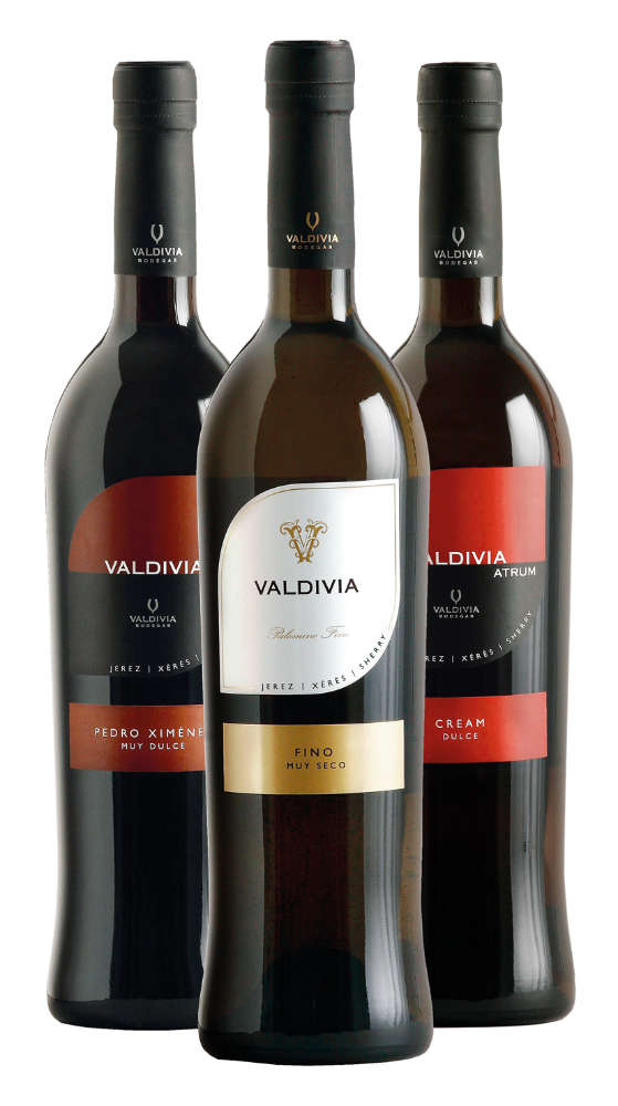 Diseño de tres vinos de Jerez Bodegas Valdivia