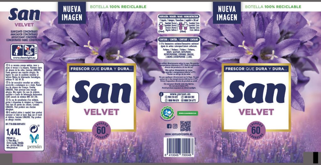 Desarrollo Etiqueta Suavizante San Velvet