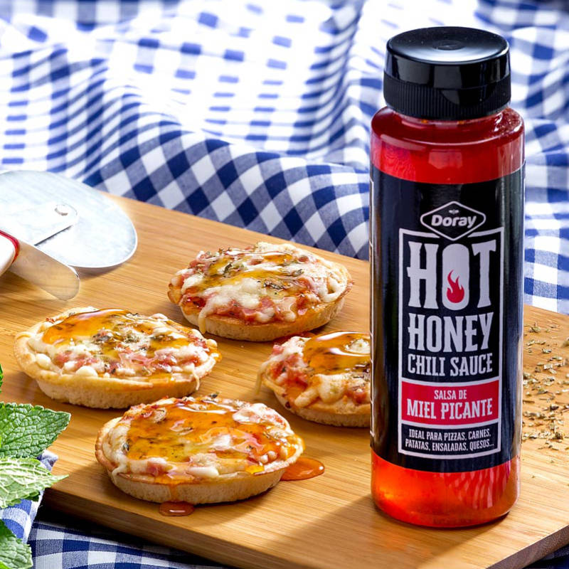 Miel Doray Hot Honey con minipizzas