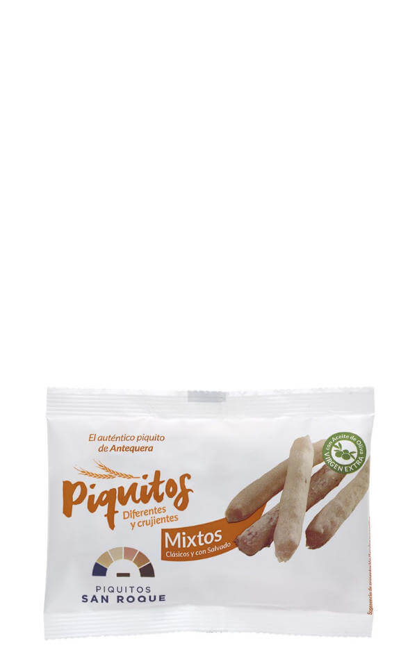 Bolsa flowpack Piquitos San Roque clásico y con salvado AOVE